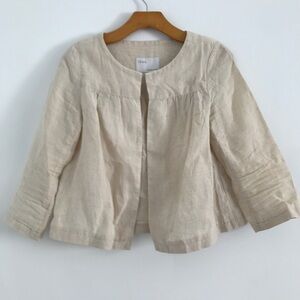 WOMENS SWING JACKET 100% LINEN CROPPED 3/4 LONG SLEEVES SMALL